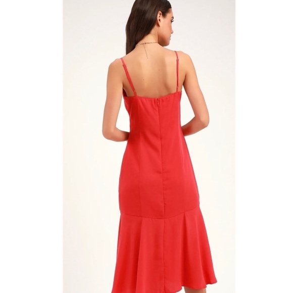 NWT Lulus Lovely Lilies Red Midi Dress - Picture 9 of 13